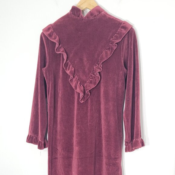 Countess Vintage Burgundy House Robe Pockets Zipper Sleepwear Grandma Size Small - Picture 2 of 10